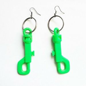 Neon Green Toy Clip Earrings